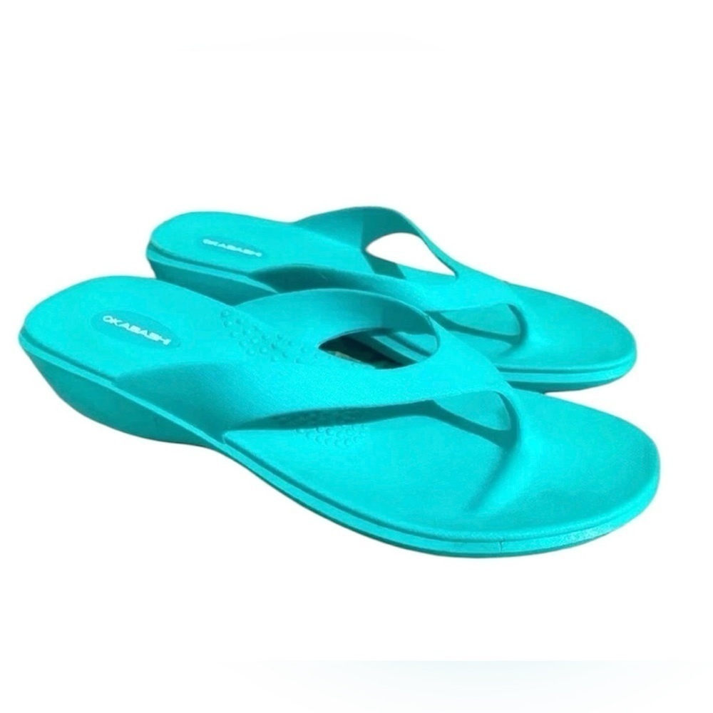 OKABASHI Splash Flip Flops/Sandals Vegan Molded Seaglass Size Large (9-10)